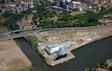 Aerial view of Yorkhill Quay and the new Riverside Museum